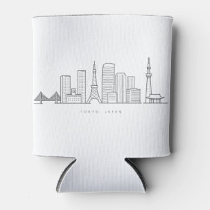 Minimalist Tokyo Skyline Illustration Can Cooler