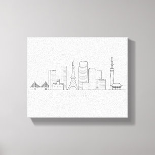 Minimalist Tokyo Skyline Illustration Canvas Print