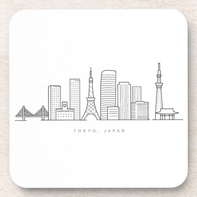 Minimalist Tokyo Skyline Illustration Coaster (Front)