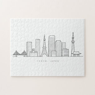 Minimalist Tokyo Skyline Illustration Jigsaw Puzzle