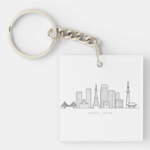 Minimalist Tokyo Skyline Illustration Key Ring