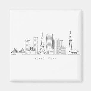 Minimalist Tokyo Skyline Illustration Magnet