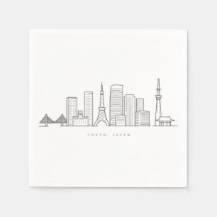 Minimalist Tokyo Skyline Illustration Napkin