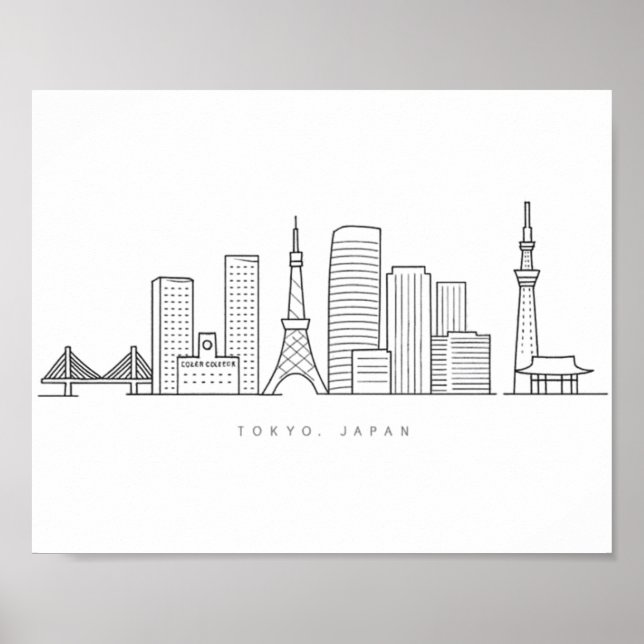 Minimalist Tokyo Skyline Illustration Poster (Front)