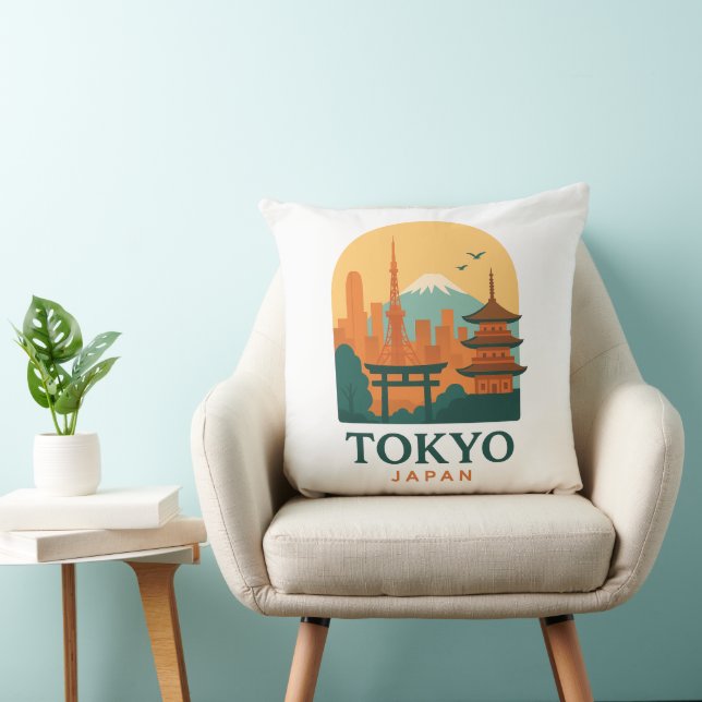Minimalist Tokyo Travel Throw Pillow – Modern  (Chair)