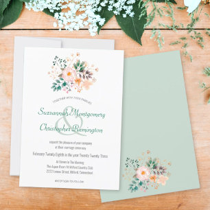 Minimalist Top Border Orange Shade Florals Invitation