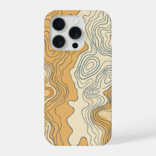 Minimalist Topographic Wave Contours Line Art iPhone 15 Pro Case