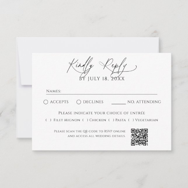 Minimalist Traditional QR Code RSVP White (Front)