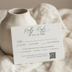 Minimalist Traditional QR Code RSVP White Card
