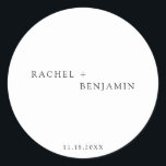 Minimalist Traditional Simple Black White wedding  Classic Round Sticker<br><div class="desc">Simple,  minimalist black and white wedding sticker or label.</div>