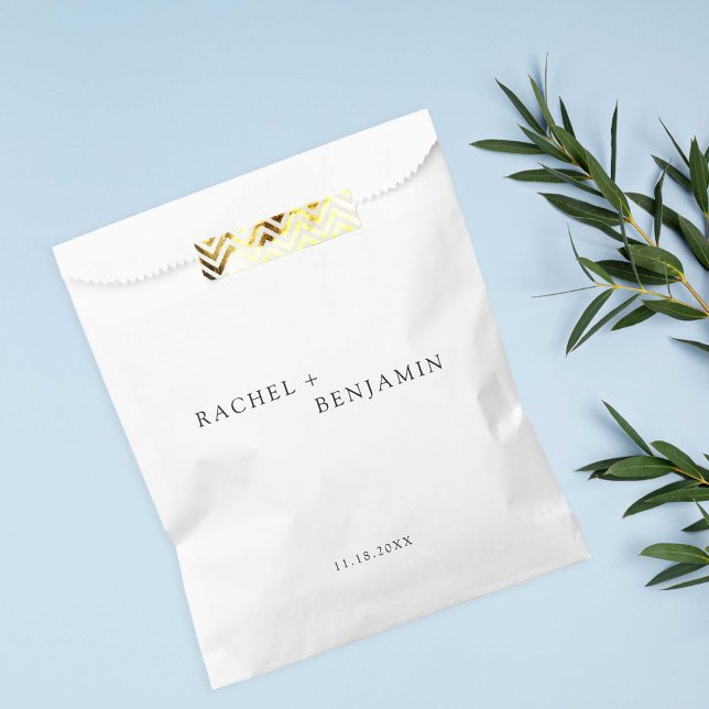 Minimalist Traditional Simple Black White wedding Favour Bags (Creator Uploaded)