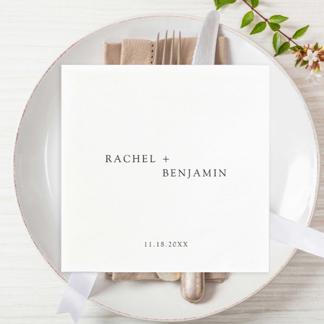 Minimalist Traditional Simple Black White wedding  Napkin (Creator Uploaded)