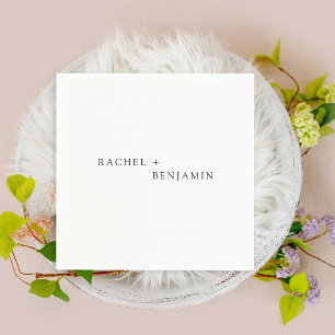 Minimalist Traditional Simple Black White wedding Napkin