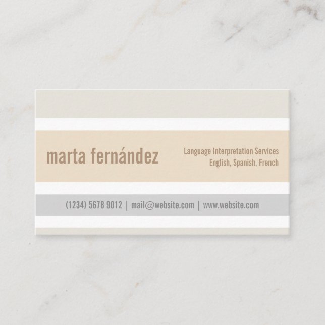 Minimalist Translator Card Language Interpreter (Front)