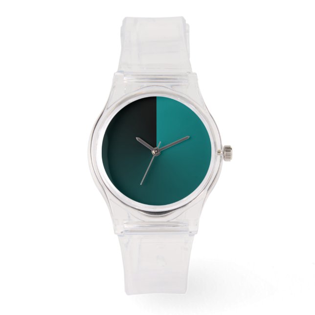 Minimalist Transparent with Black and Teal Dial Watch (Front)