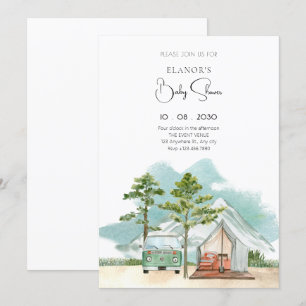 Minimalist travel nature baby shower invitation