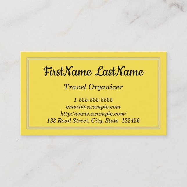 Minimalist Travel Organiser Business Card (Front)