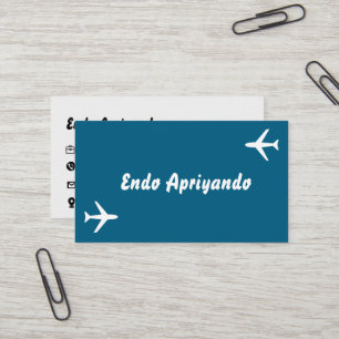 Minimalist Travel Themed Business Card Blue