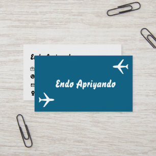Minimalist Travel-Themed Business Card – Blue