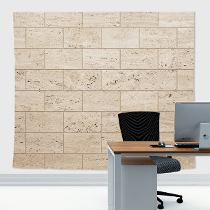 Minimalist Travertine Stone Block Wall Backdrop Tapestry