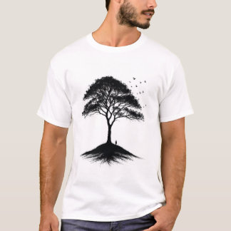 Minimalist Tree and Birds T-Shirt |