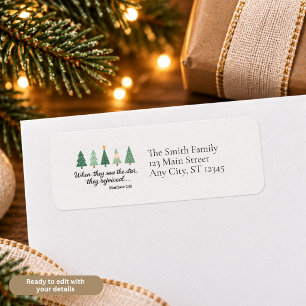 Minimalist Tree Christian Christmas Return Address
