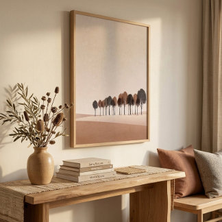 Minimalist Tree Line Wall Art for Living Room Deco
