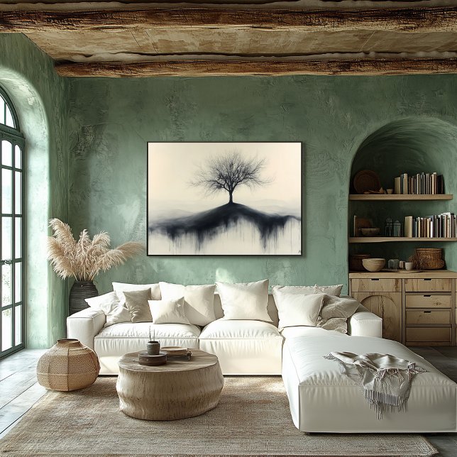 Minimalist Tree on Hill with Dripping Shadows Poster (Creator Uploaded)