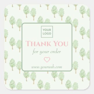Minimalist Tree Pattern “Thank You for Your Order” Square Sticker