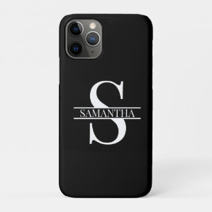 Minimalist Trendy Black and White Monogram Name Case-Mate iPhone Case