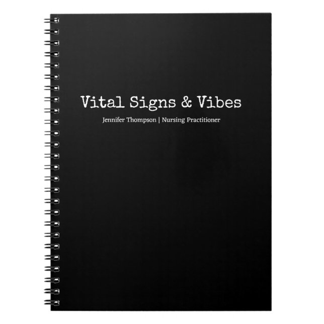 Minimalist Trendy Black Nursing Student College Notebook (Front)