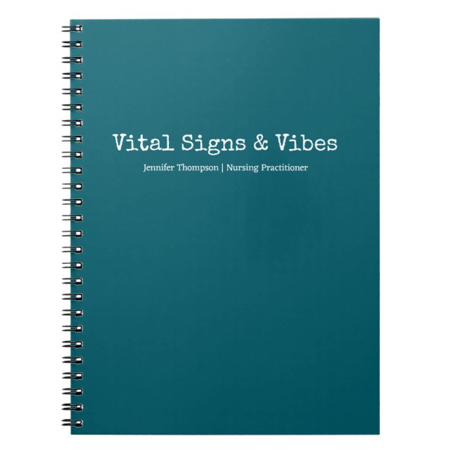 Minimalist Trendy Carribean Blue Nursing Student  Notebook (Front)