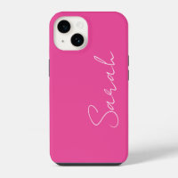 Minimalist Trendy Chic Pink and White Script Name