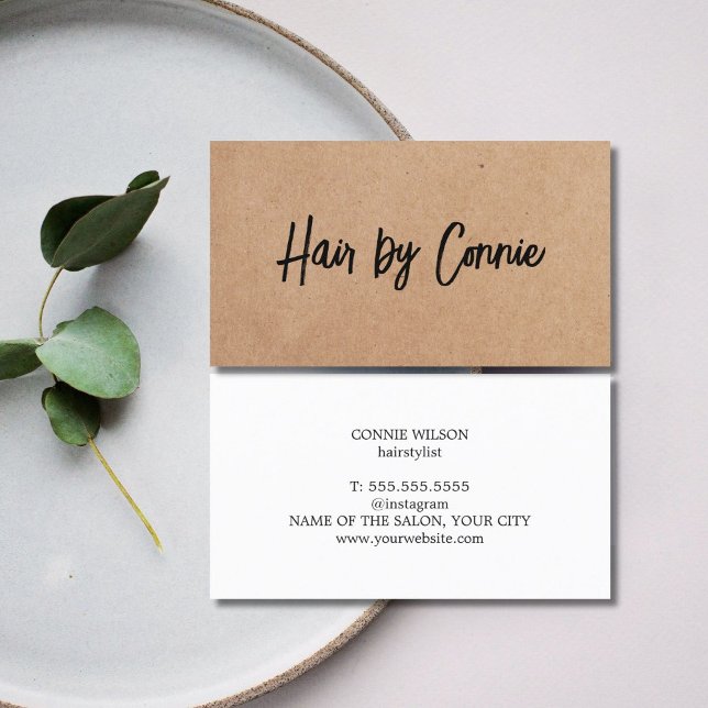 Minimalist Trendy Faux Kraft Hair Stylist Business Card (Creator Uploaded)