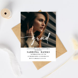 Minimalist Trendy Grad Party girl  Graduation  Invitation