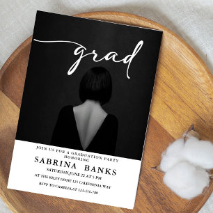 Minimalist Trendy Grad Party girl  Graduation  Invitation