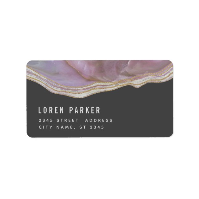 Minimalist trendy lavender marble agate label (Front)
