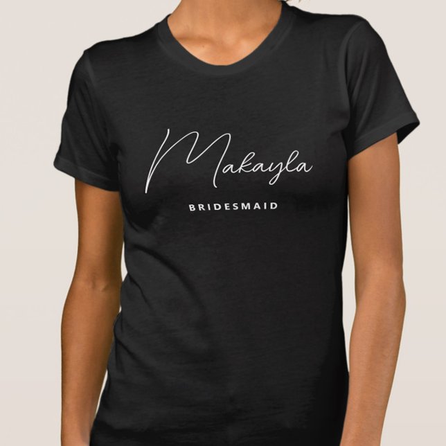 Minimalist Trendy Personalised Bridesmaid T-Shirt (Minimalist Black and White Bridesmaid T-shirt with Name. All text can be altered to fit your needs!)