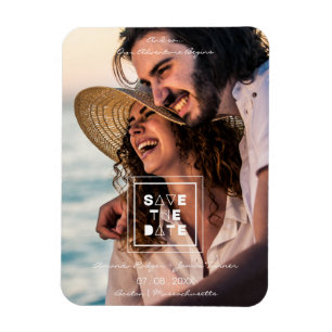 Minimalist Trendy Romantic Photo Couple Wedding Magnet