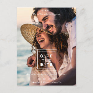 Minimalist Trendy  Romantic Photo Couple Wedding Postcard