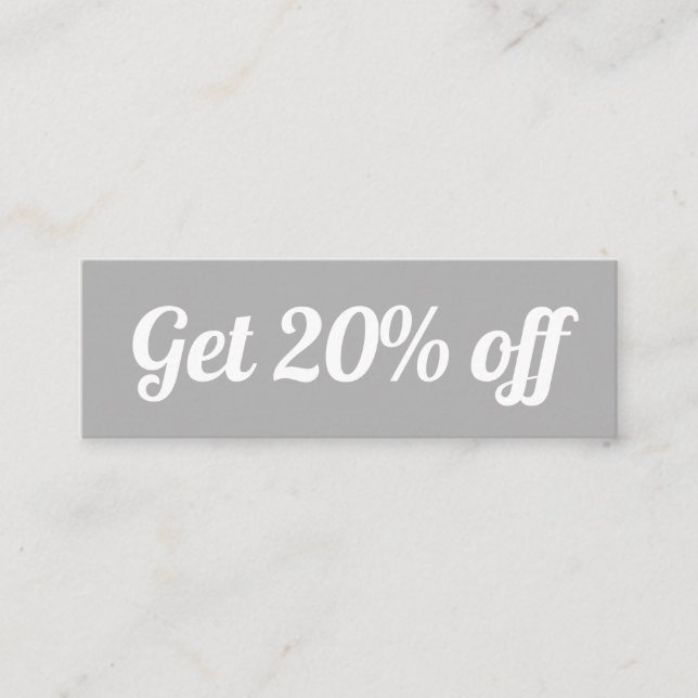 Minimalist trendy simple grey modern discount card (Front)