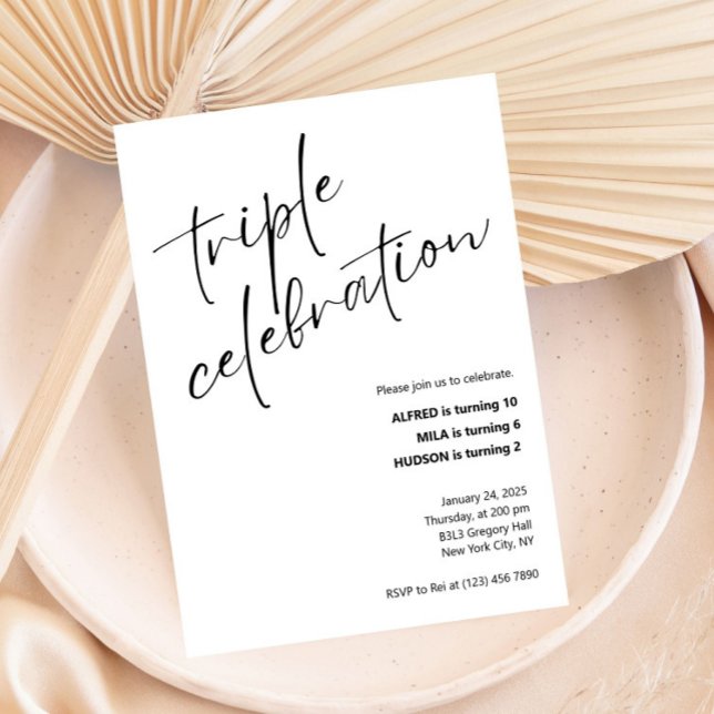 Minimalist Triple Celebration Joint Birthday  Invitation (Creator Uploaded)