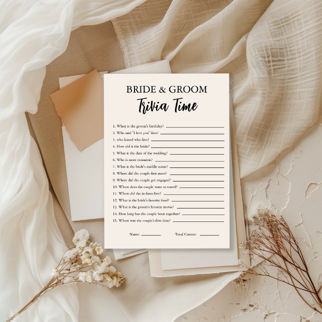 Minimalist Trivia Game For Bride And Groom Card (Creator Uploaded)