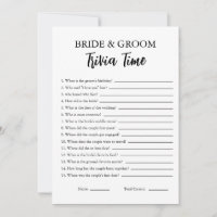 Minimalist Trivia Game For Bride And Groom Card