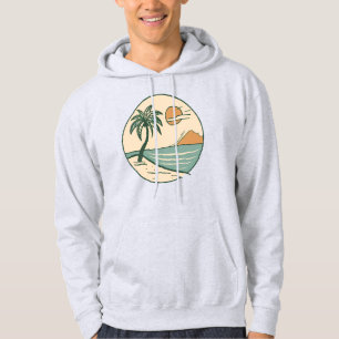 Minimalist Tropical Beach Scene Graphic T-Shirt Hoodie