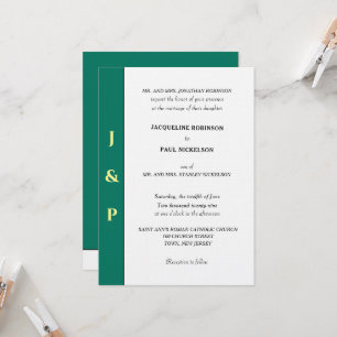 Minimalist Tropical Green Yellow Monogram  Invitation