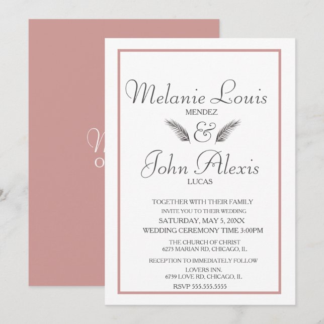 Minimalist Tropical Leaf Greenery Simple Wedding Invitation (Front/Back)