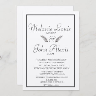 Minimalist Tropical Leaf Greenery Simple Wedding Invitation