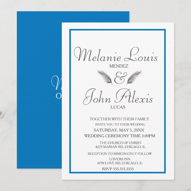 Minimalist Tropical Leaf Greenery Simple Wedding Invitation (Front/Back)