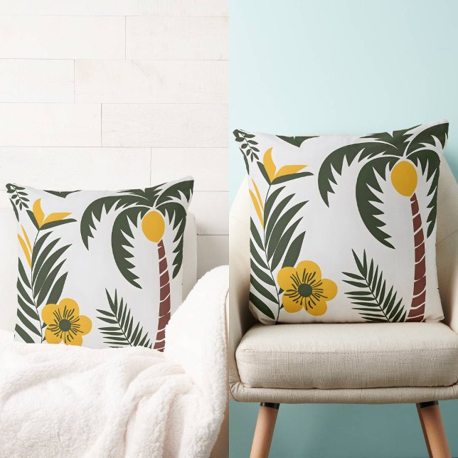 Minimalist Tropical Palm and Floral Pattern Cushion (Creator Uploaded)